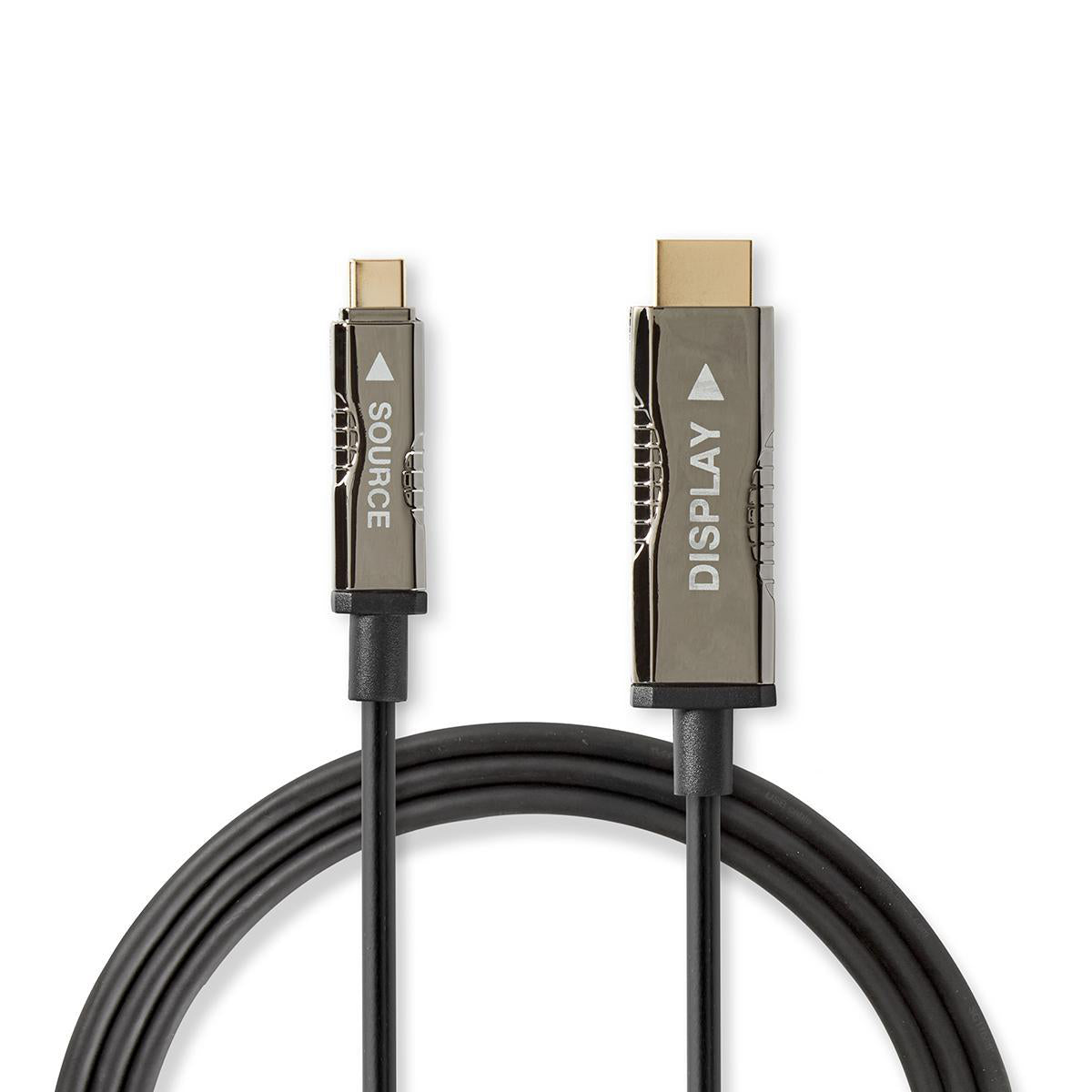 optische USB-Kabel (aktiv) | USB-C™ Stecker | HDMI™ Stecker | 18 Gbps | 10.0 m | Rund | PVC | Schwarz | Kartonverpackung