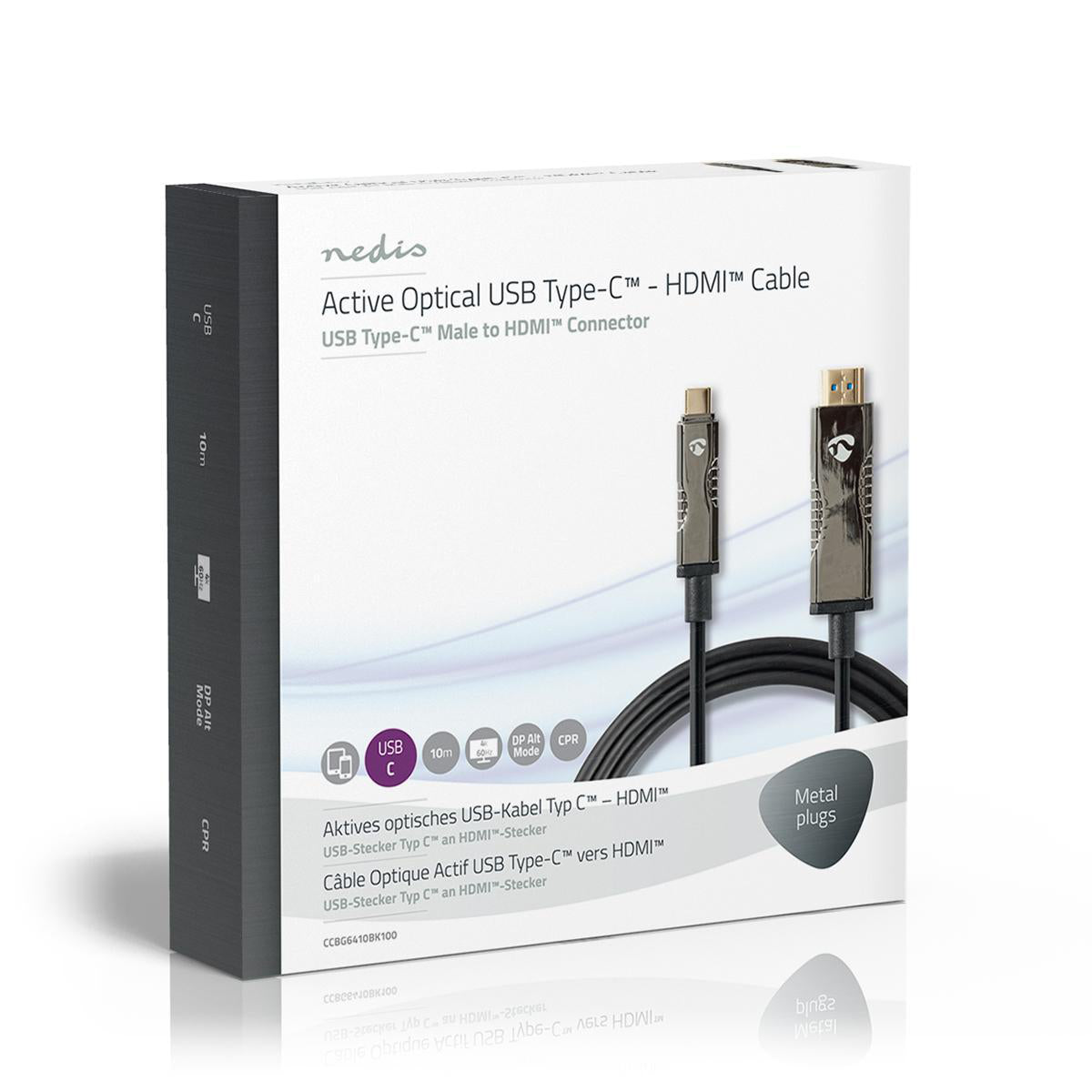 optische USB-Kabel (aktiv) | USB-C™ Stecker | HDMI™ Stecker | 18 Gbps | 10.0 m | Rund | PVC | Schwarz | Kartonverpackung