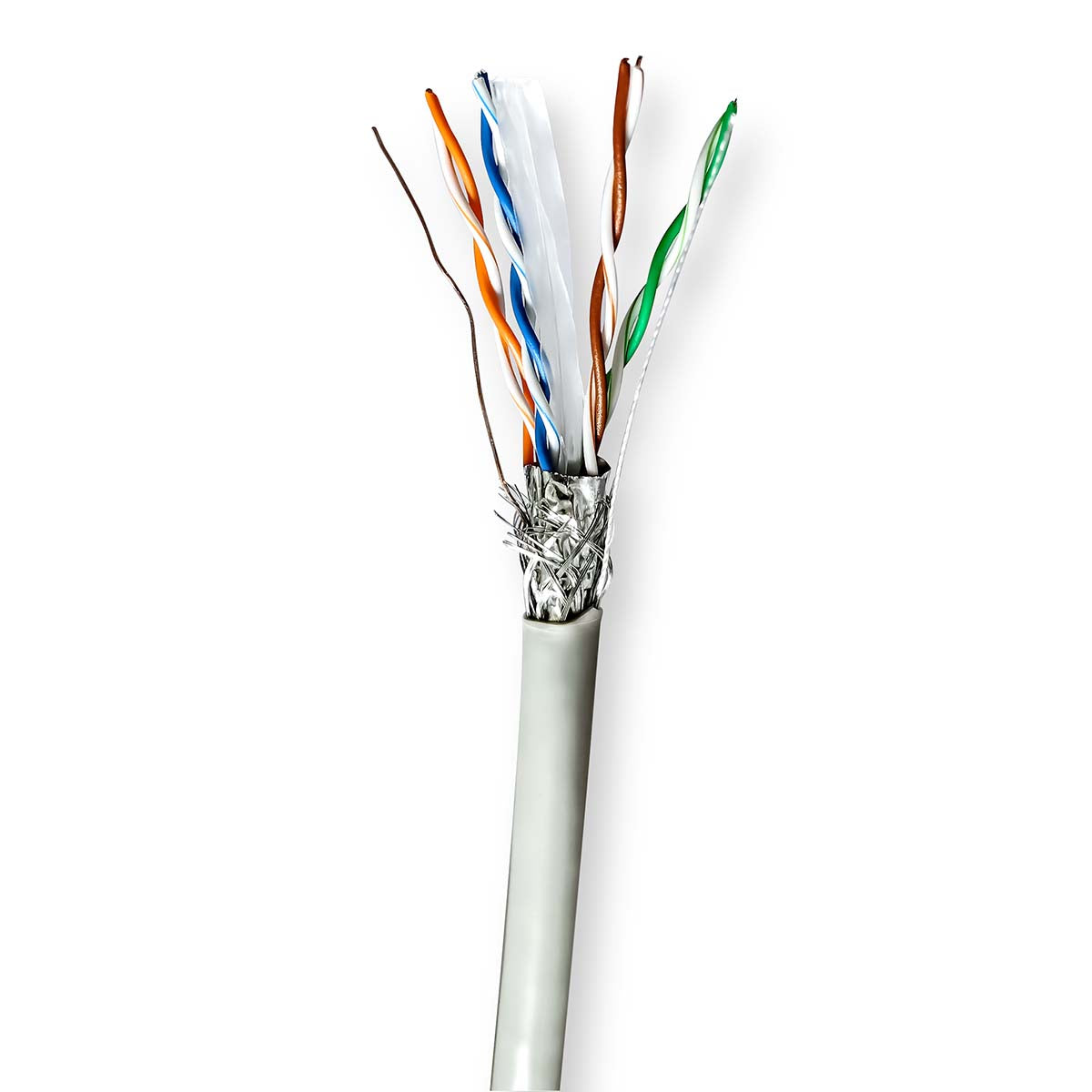 Netzwerk-Kabel Rollen | CAT6 | Litzenleitung | S/FTP | CCA | 100.0 m | Innenbereich | Rund | PVC | Grau | Kartonverpackung