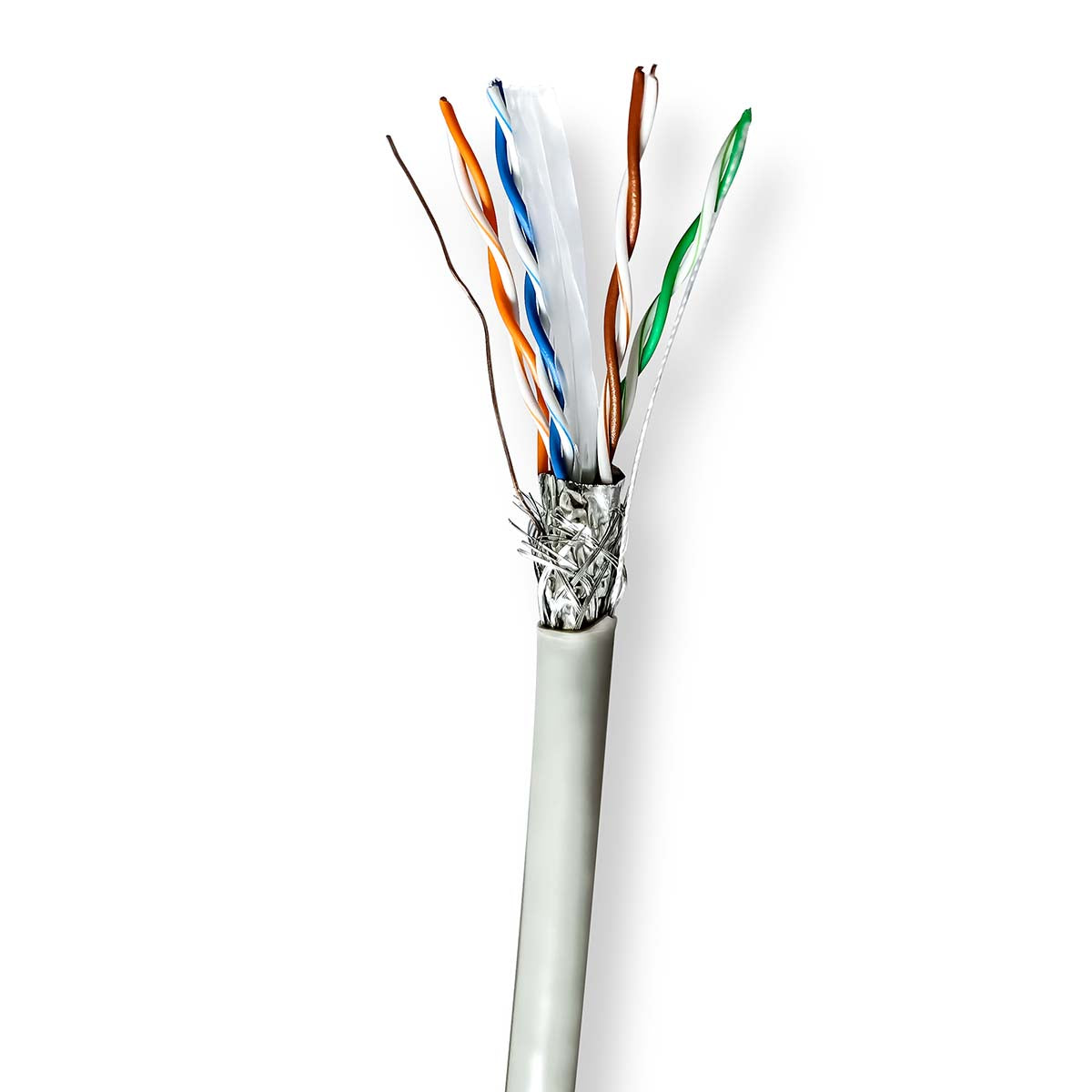 Netzwerk-Kabel Rollen | CAT6 | Litzenleitung | S/FTP | CCA | 305.0 m | Innenbereich | Rund | PVC | Grau | Pull Box - ausziehbar