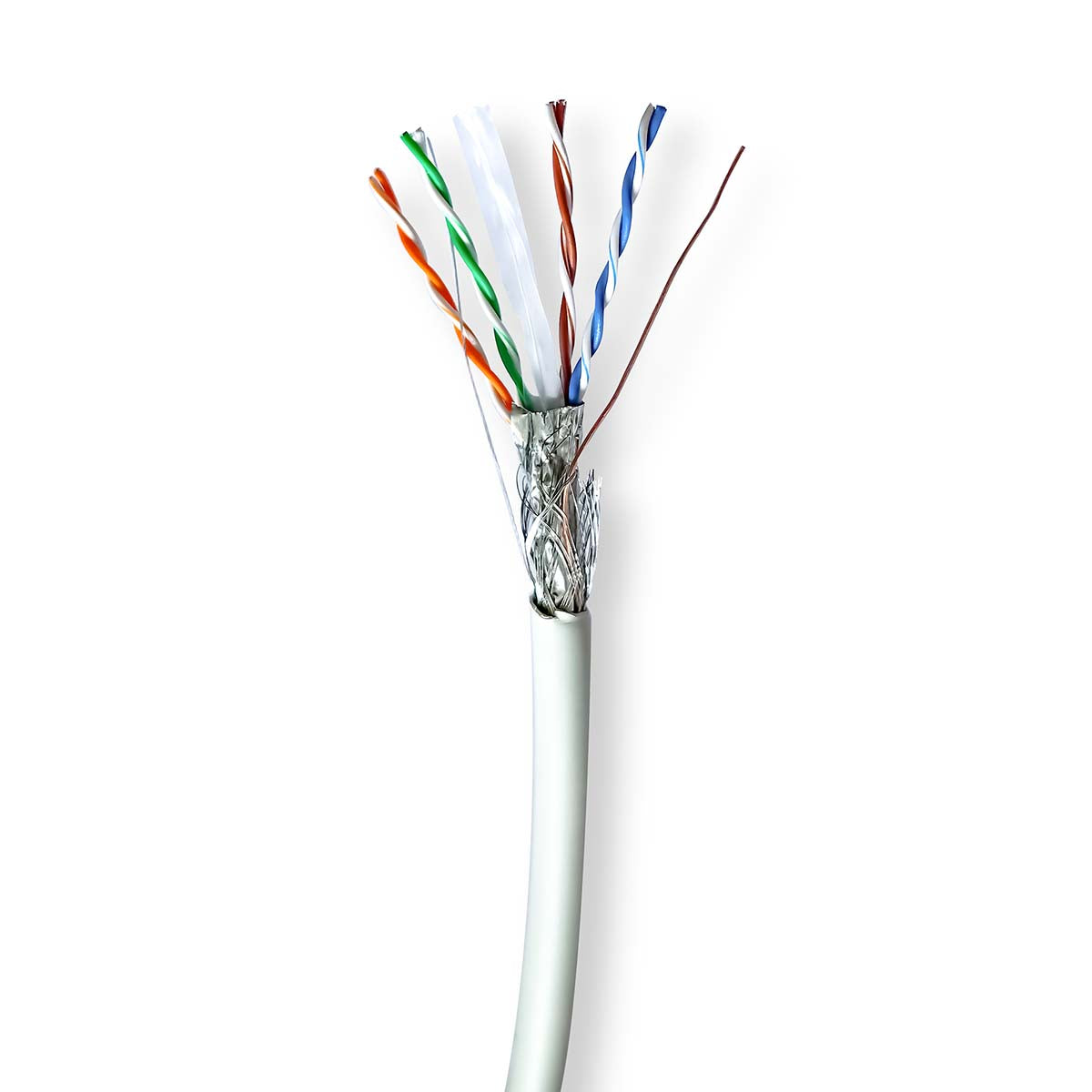 Netzwerk-Kabel Rollen | CAT6 | Solid | S/FTP | Reines Kupfer | 100.0 m | Innenbereich | Rund | LSZH | Grau | Kartonverpackung