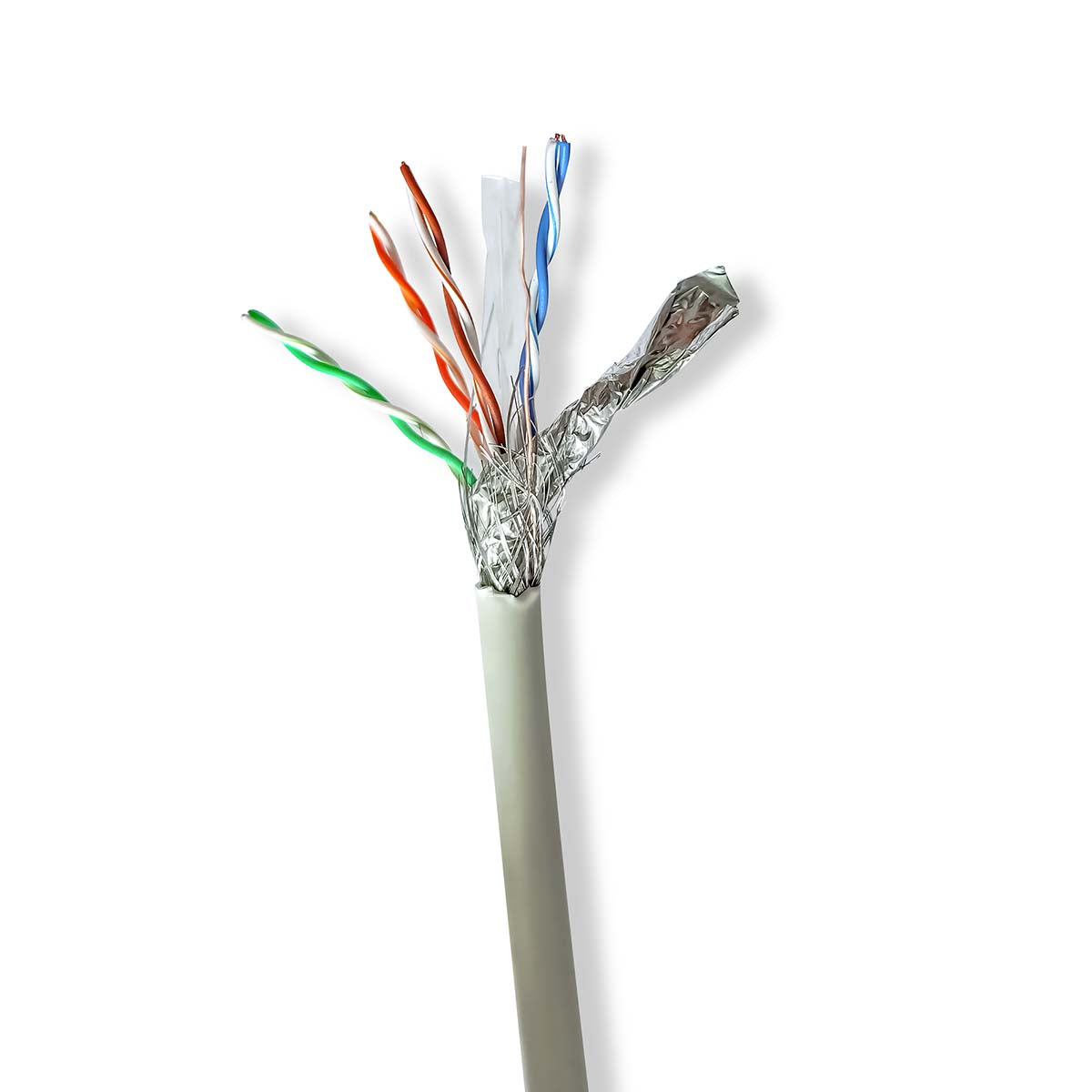 Netzwerk-Kabel Rollen | CAT6 | Litzenleitung | S/FTP | Reines Kupfer | 100.0 m | Innenbereich | Rund | LSZH | Grau | Kartonverpackung