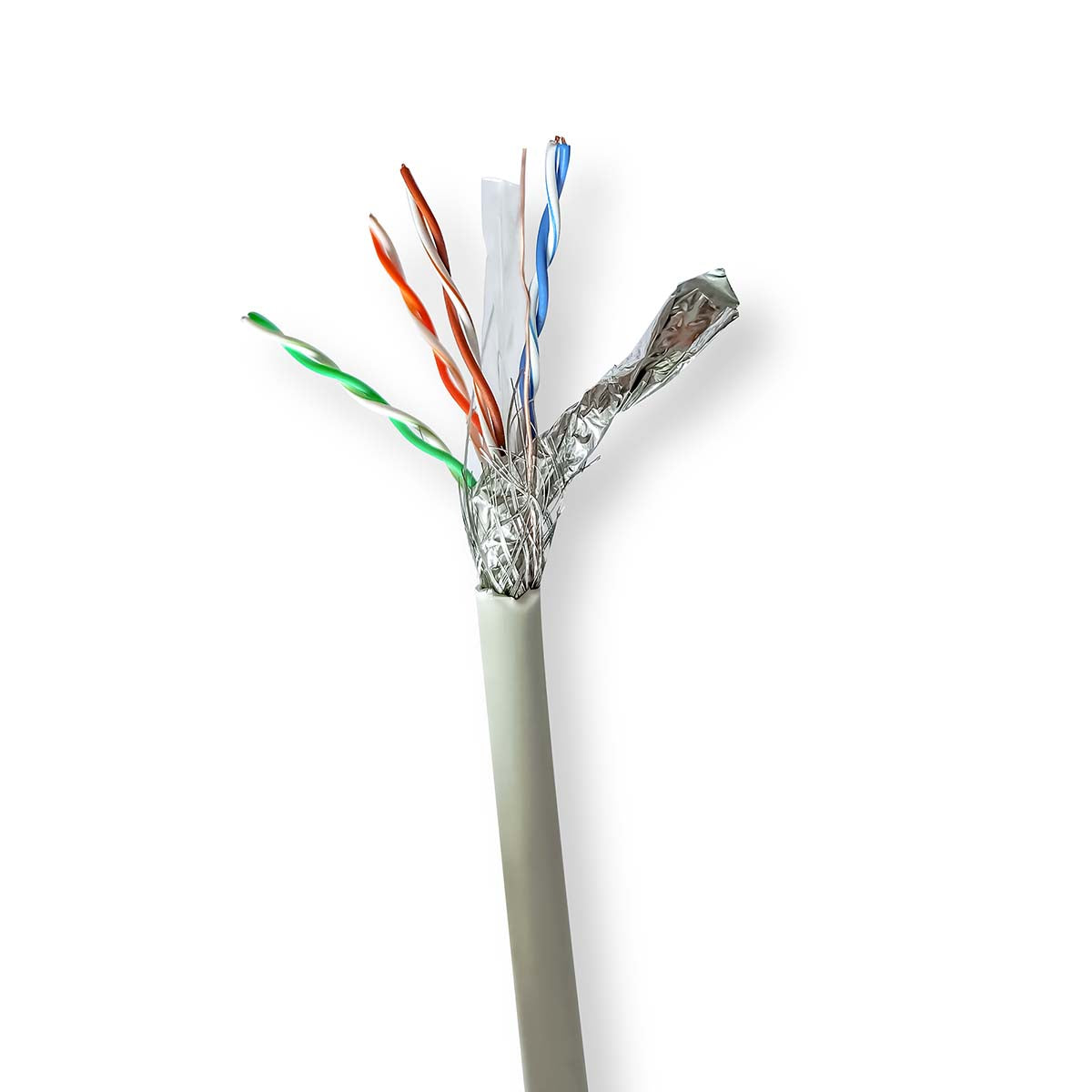 Netzwerk-Kabel Rollen | CAT6 | Litzenleitung | S/FTP | Reines Kupfer | 305.0 m | Innenbereich | Rund | LSZH | Grau | Kartonverpackung