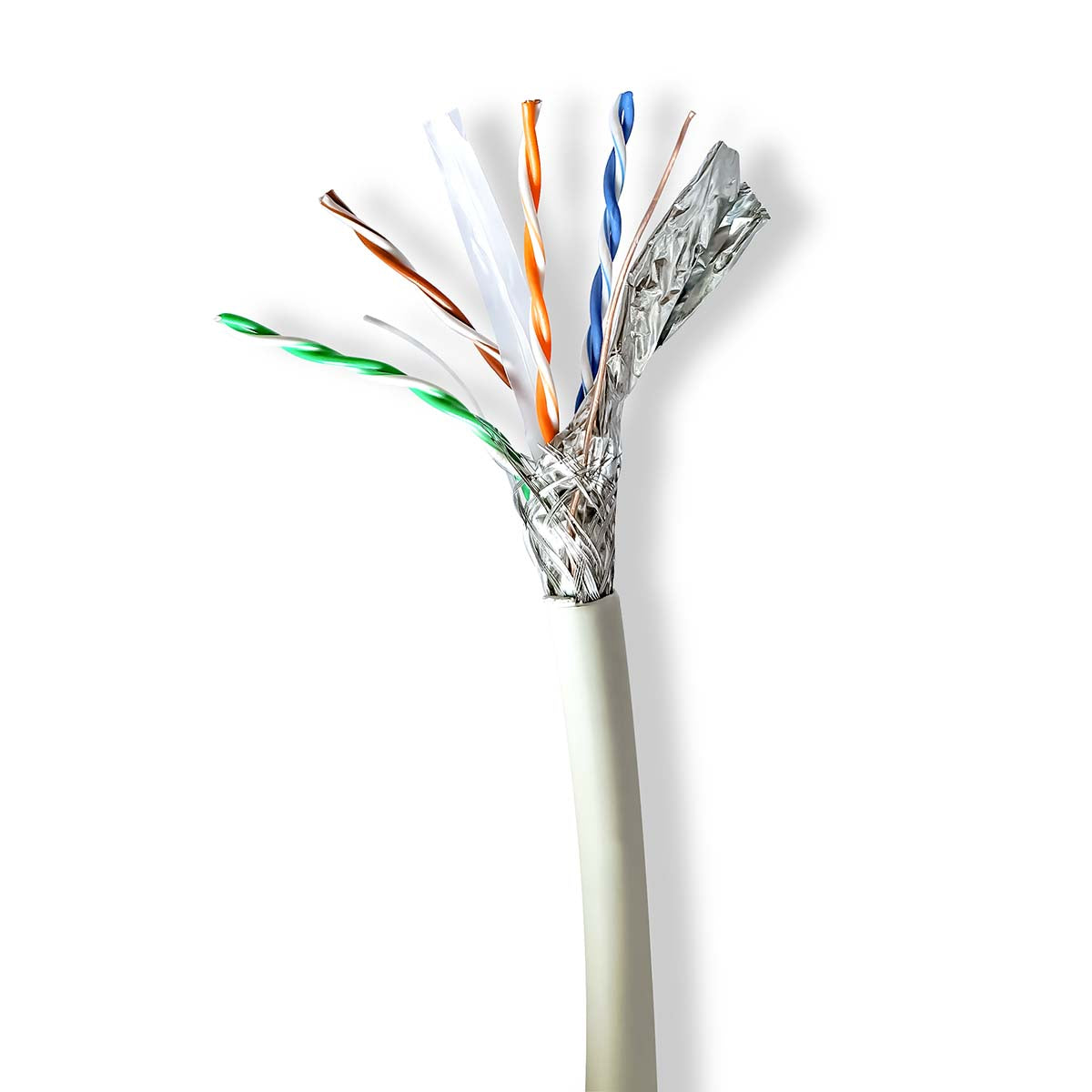 Netzwerk-Kabel Rollen | CAT6a | Solid | S/FTP | Kupfer | 100.0 m | Innenbereich | Rund | LSZH | Grau | Kartonverpackung