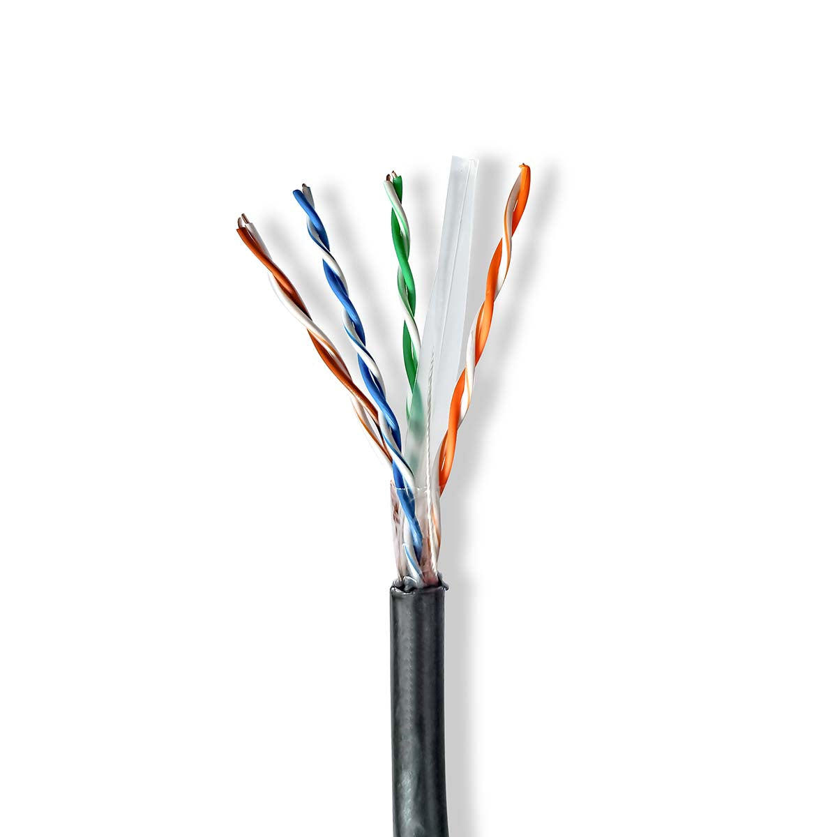 Netzwerk-Kabel Rollen | CAT6 | Solid | U/UTP | CCA | 100.0 m | Aussenbereich | Rund | PE | Schwarz | Kartonverpackung