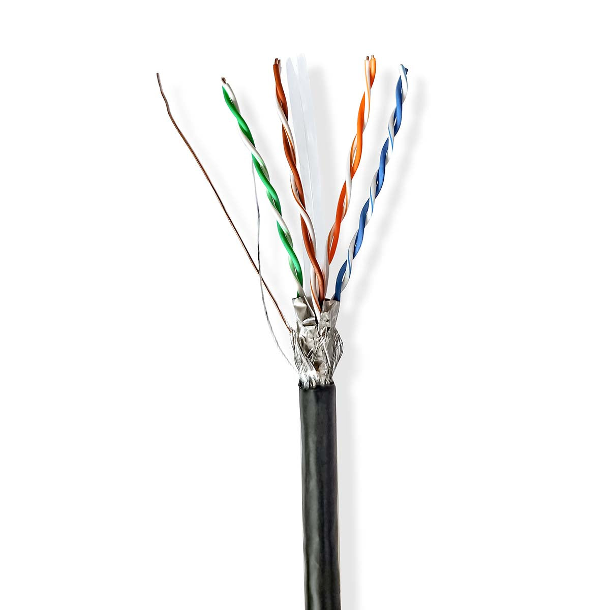 Netzwerk-Kabel Rollen | CAT6 | Solid | S/FTP | CCA | 100.0 m | Aussenbereich | Rund | PE | Schwarz | Kartonverpackung