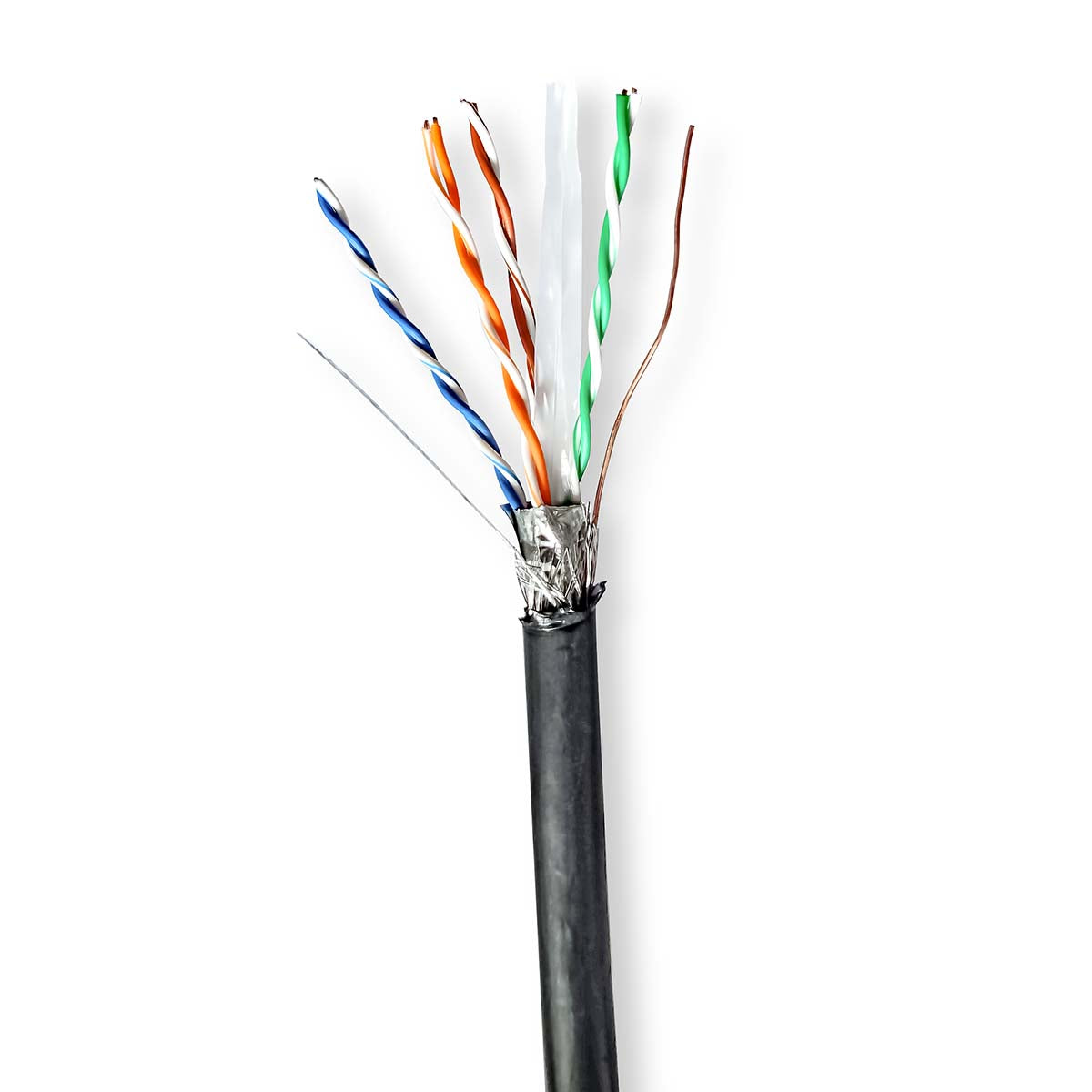 Netzwerk-Kabel Rollen | CAT6 | Solid | S/FTP | Kupfer | 100.0 m | Aussenbereich | Rund | PE | Schwarz | Kartonverpackung