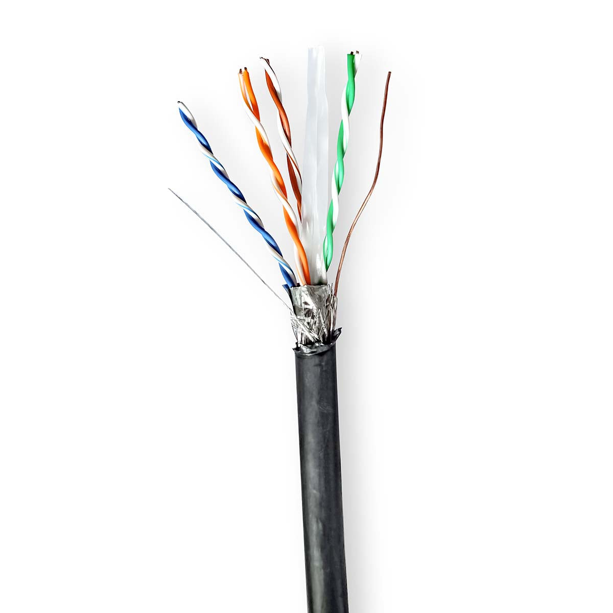 Netzwerk-Kabel Rollen | CAT6 | Solid | S/FTP | Kupfer | 305.0 m | Aussenbereich | Rund | PE | Schwarz | Kartonverpackung