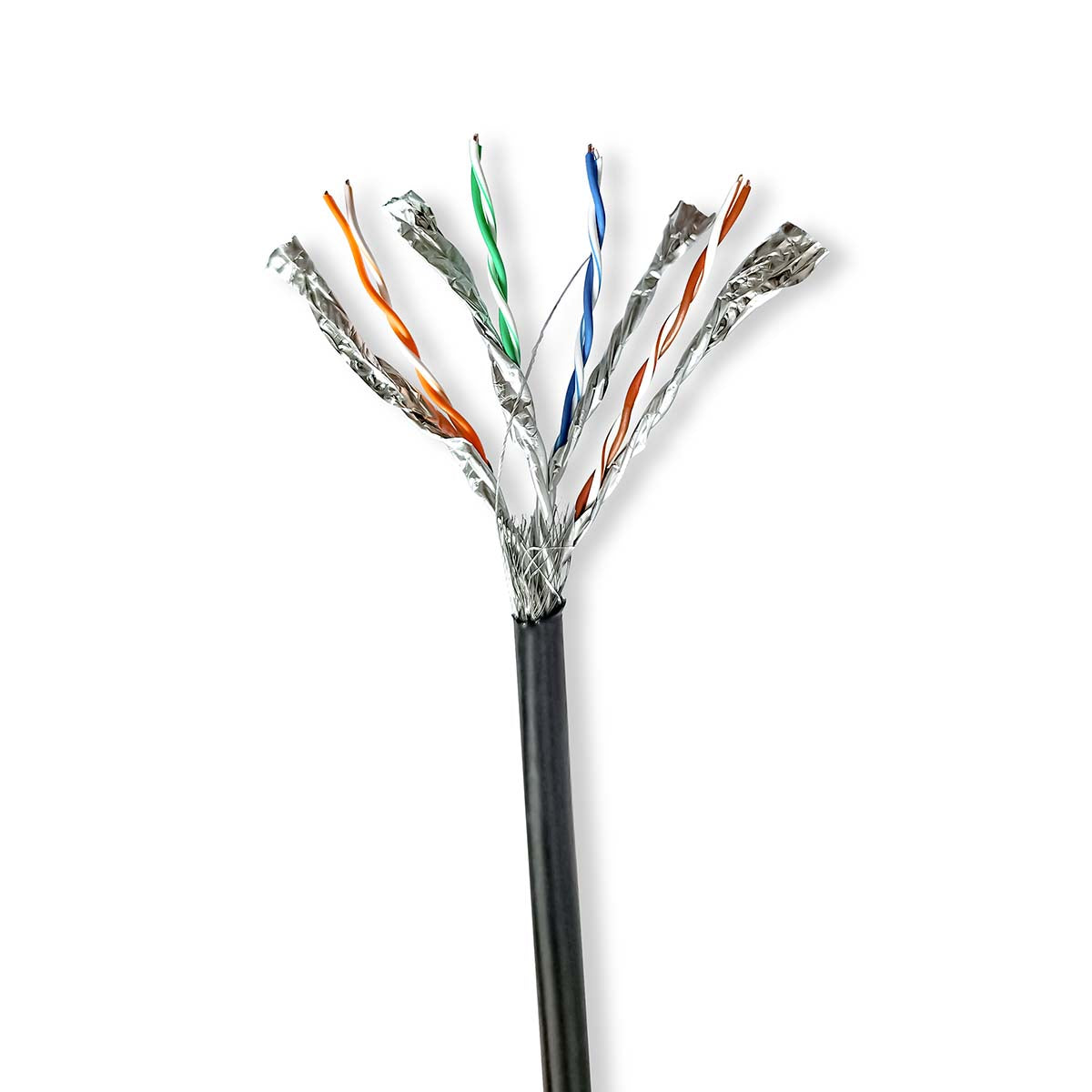 Netzwerk-Kabel Rollen | CAT7 | Solid | S/FTP | Kupfer | 100.0 m | Aussenbereich | Rund | PE | Schwarz | Kartonverpackung