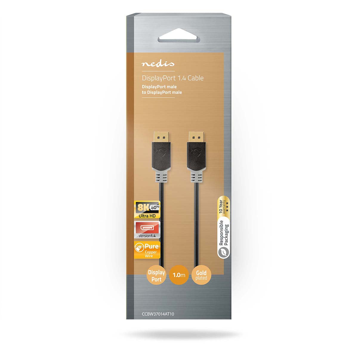 Displayport-Kabel | DisplayPort Stecker | DisplayPort Stecker | 8K@60Hz | Vergoldet | 1.00 m | Rund | PVC | Anthrazit | Box