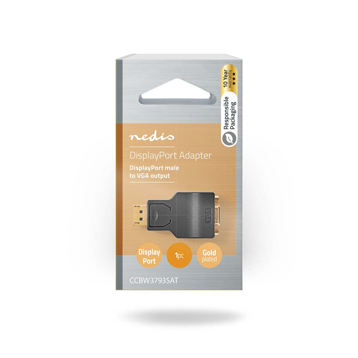 Displayport-Adapter | DisplayPort Stecker | VGA Buchse | 1080p | Vergoldet | Gerade | Rund | ABS | Anthrazit | Box