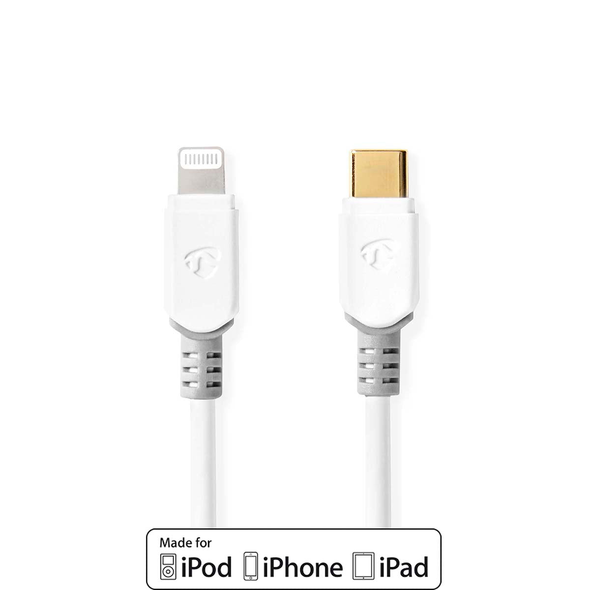 Lightning Kabel | USB 2.0 | Apple Lightning 8-Pin | USB-C™ Stecker | 480 Mbps | Vergoldet | 1.00 m | Rund | PVC | Weiss | Box