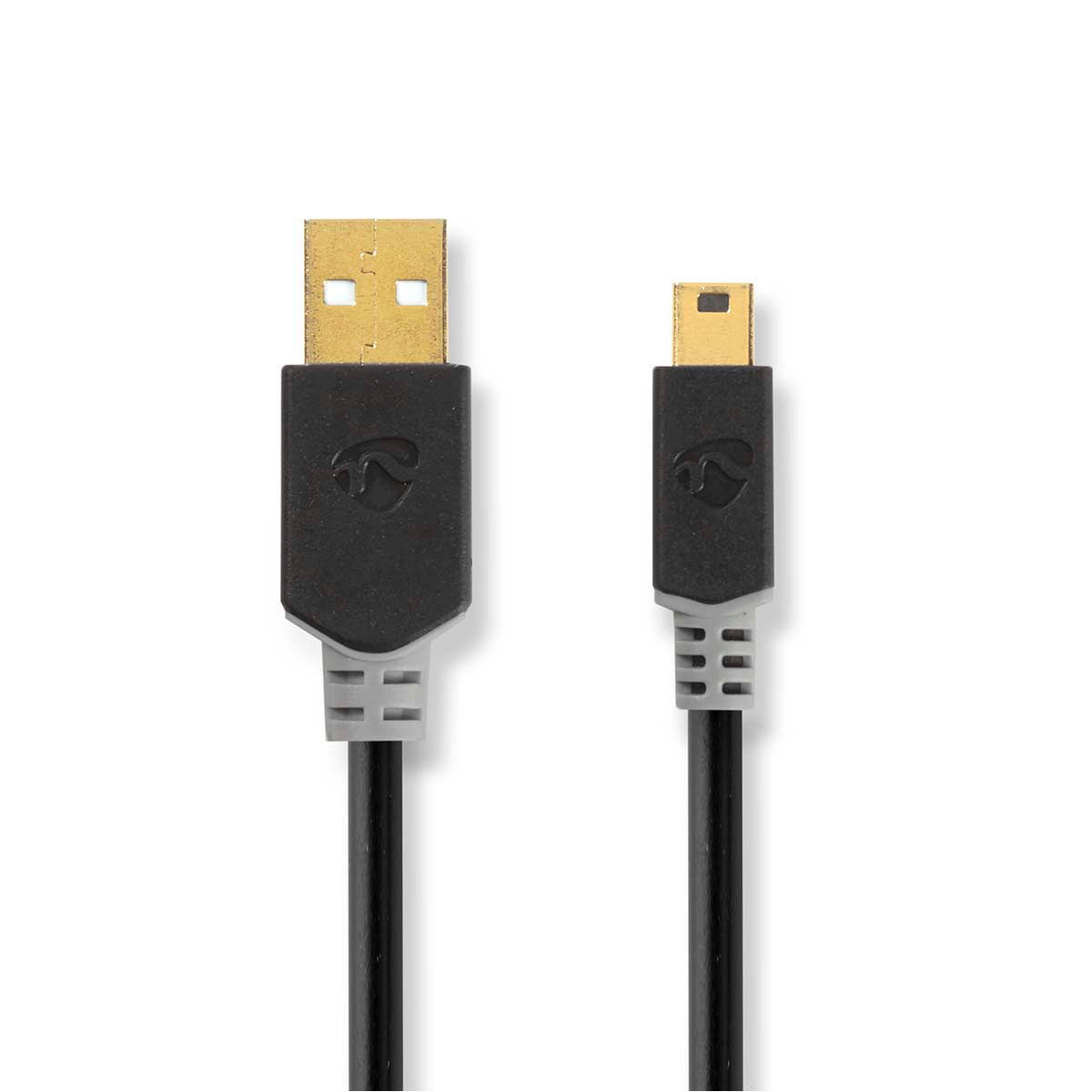 USB-Kabel | USB 2.0 | USB-A Stecker | USB Mini-B 5 pin Stecker | 480 Mbps | Vergoldet | 2.00 m | Rund | PVC | Anthrazit | Verpackung mit Sichtfenster