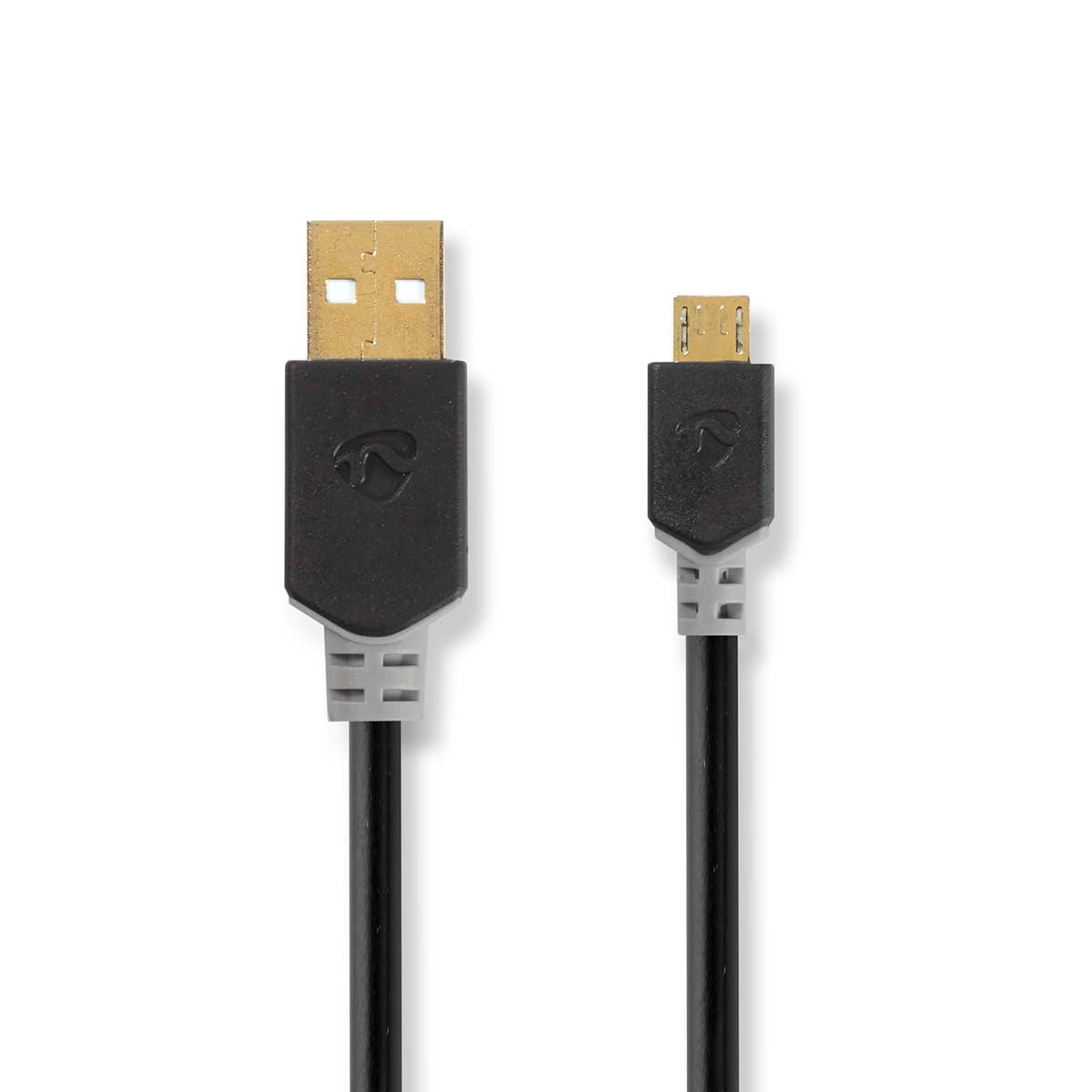 USB-Kabel | USB 2.0 | USB-A Stecker | USB Micro-B Stecker | 480 Mbps | Vergoldet | 2.00 m | Rund | PVC | Anthrazit | Box
