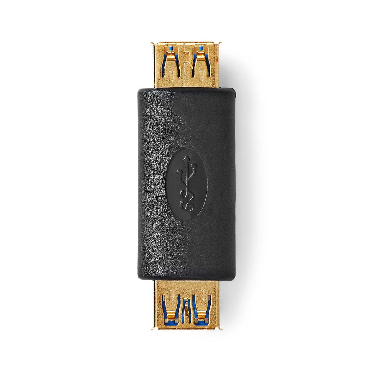 USB-A Adapter | USB 3.2 Gen 1 | USB-A Buchse | USB-A Buchse | 5 Gbps | Rund | Vergoldet | Anthrazit | Box