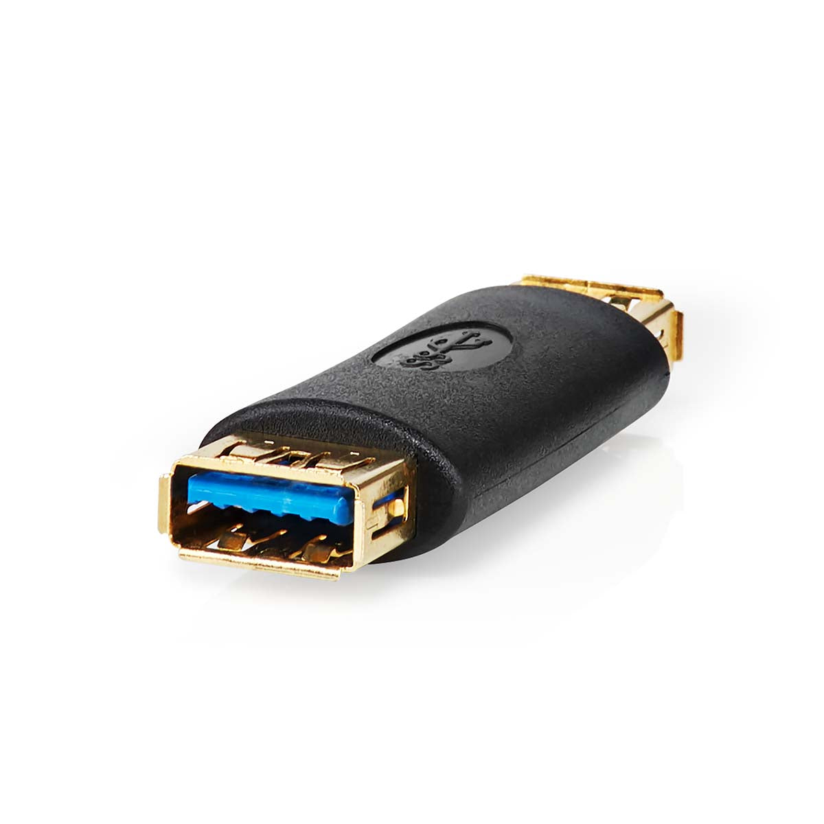 USB-A Adapter | USB 3.2 Gen 1 | USB-A Buchse | USB-A Buchse | 5 Gbps | Rund | Vergoldet | Anthrazit | Box