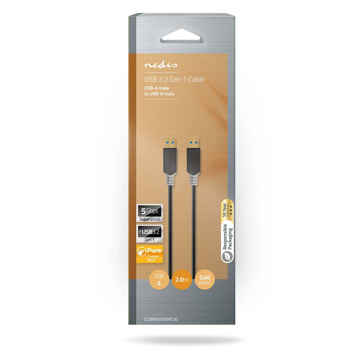 USB-Kabel | USB 3.2 Gen 1 | USB-A Stecker | USB-A Stecker | 5 Gbps | Vergoldet | 2.00 m | Rund | PVC | Anthrazit | Box