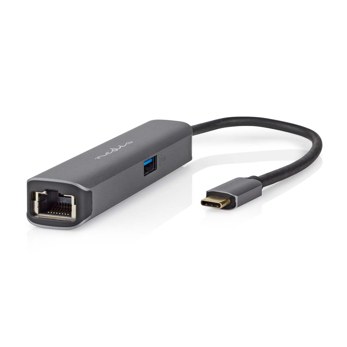 USB Multi-Port-Adapter | USB 3.2 Gen 1 | USB-C™ Stecker | HDMI™ Ausgang / RJ45 Buchse / USB-A Buchse / USB-C™ Buchse | 5 Gbps | 0.20 m | Rund | Vergoldet | PVC | Anthrazit | Box