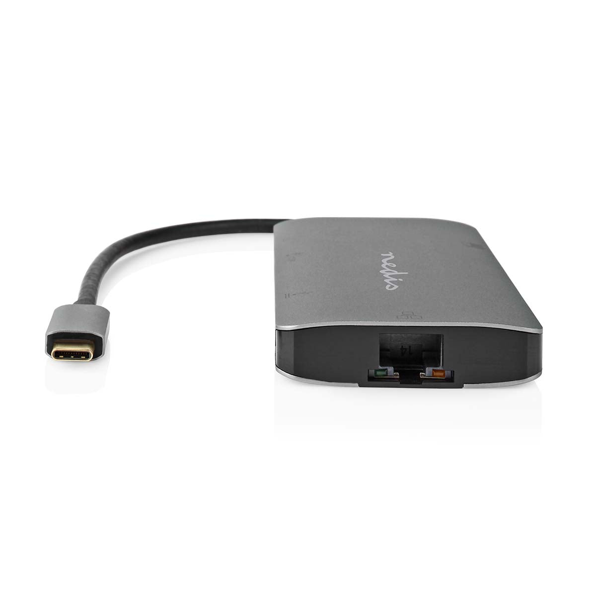 USB Multi-Port-Adapter | USB 3.2 Gen 1 | USB-C™ Stecker | HDMI™ Ausgang / Micro SD / RJ45 Buchse / SD / USB-C™ Buchse / 3x USB-A Buchse | 5 Gbps | 0.20 m | Rund | Vergoldet | PVC | Anthrazit | Box