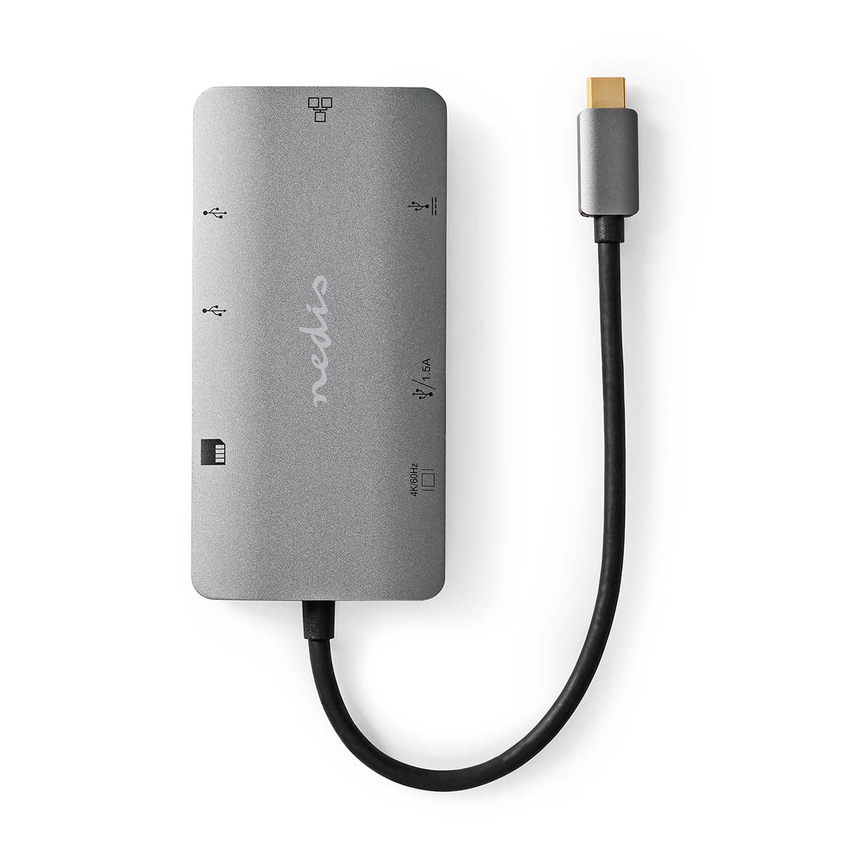 USB Multi-Port-Adapter | USB 3.2 Gen 1 | USB-C™ Stecker | HDMI™ Ausgang / Micro SD / RJ45 Buchse / SD / USB-C™ Buchse / 3x USB-A Buchse | 5 Gbps | 0.20 m | Rund | Vergoldet | PVC | Anthrazit | Box