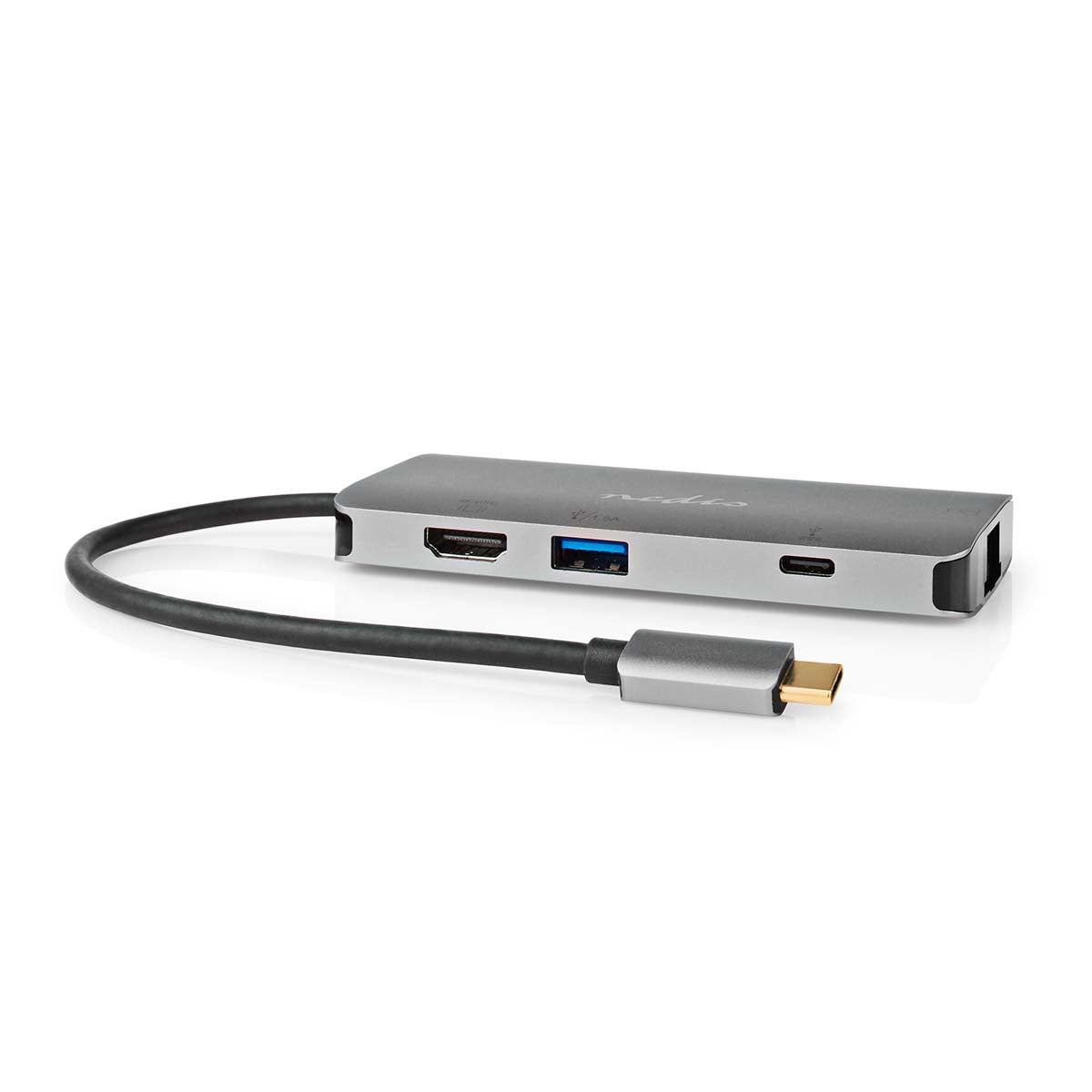 USB Multi-Port-Adapter | USB 3.2 Gen 1 | USB-C™ Stecker | HDMI™ Ausgang / Micro SD / RJ45 Buchse / SD / USB-C™ Buchse / 3x USB-A Buchse | 5 Gbps | 0.20 m | Rund | Vergoldet | PVC | Anthrazit | Box