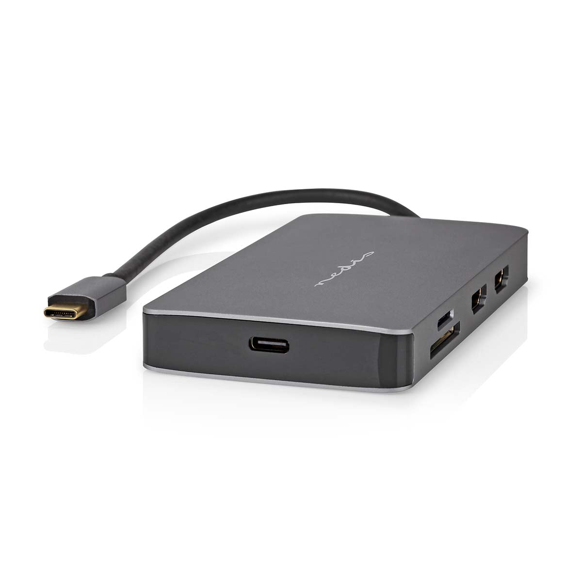 USB Multi-Port-Adapter | USB 3.2 Gen 1 | USB-C™ Stecker | Micro SD / RJ45 Buchse / SD / USB-C™ Buchse / 2x HDMI™ / 2x USB-A Buchse | 5 Gbps | 0.20 m | Rund | Vergoldet | PVC | Anthrazit | Box