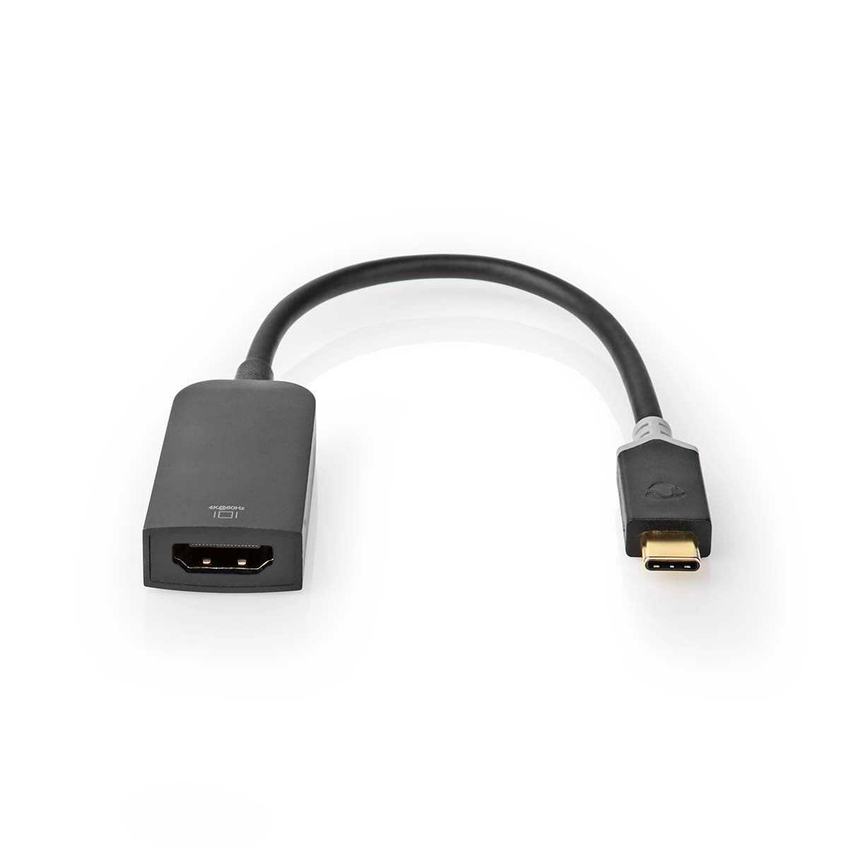 USB-C™ Adapter | USB 3.2 Gen 1 | USB-C™ Stecker | HDMI™ Buchse | 4K@60Hz | 0.20 m | Rund | Vergoldet | PVC | Anthrazit | Verpackung mit Sichtfenster und Eurolochung