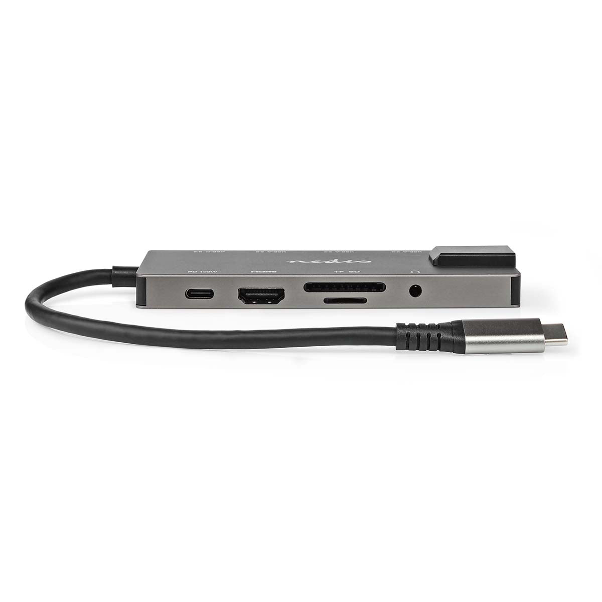 USB Multi-Port-Adapter | USB 3.2 Gen 1 | USB-C™ Stecker | HDMI™ Ausgang / RJ45 Buchse / SD / 2x USB-C™ / 3.5 mm Buchse / 3x USB-A Buchse | 5 Gbps | 0.20 m | Rund | Vergoldet | PVC | Anthrazit | Box