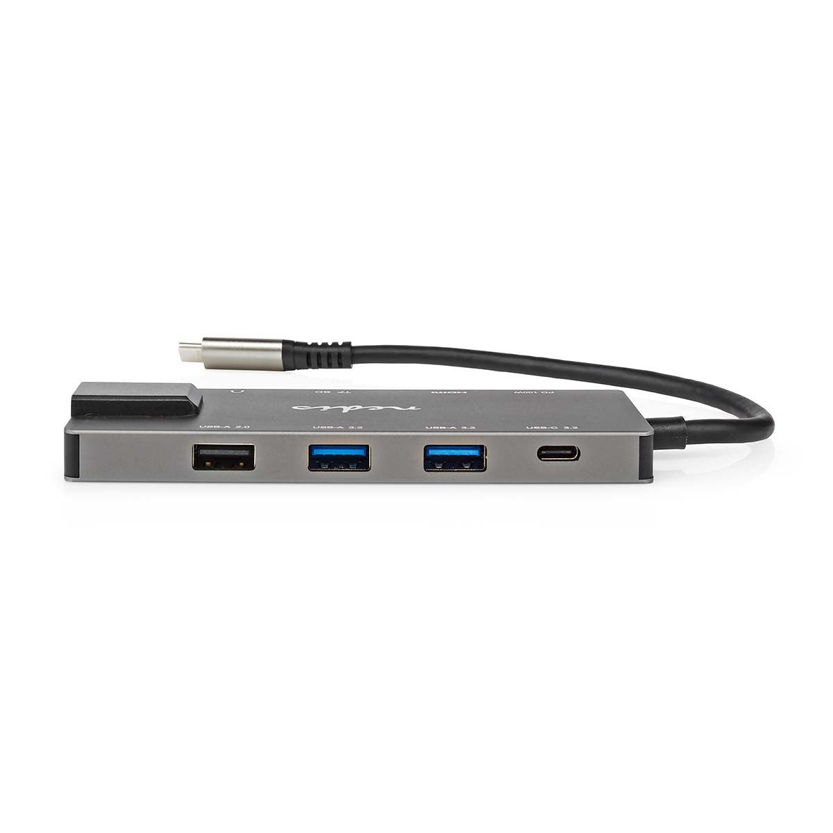 USB Multi-Port-Adapter | USB 3.2 Gen 1 | USB-C™ Stecker | HDMI™ Ausgang / RJ45 Buchse / SD / 2x USB-C™ / 3.5 mm Buchse / 3x USB-A Buchse | 5 Gbps | 0.20 m | Rund | Vergoldet | PVC | Anthrazit | Box