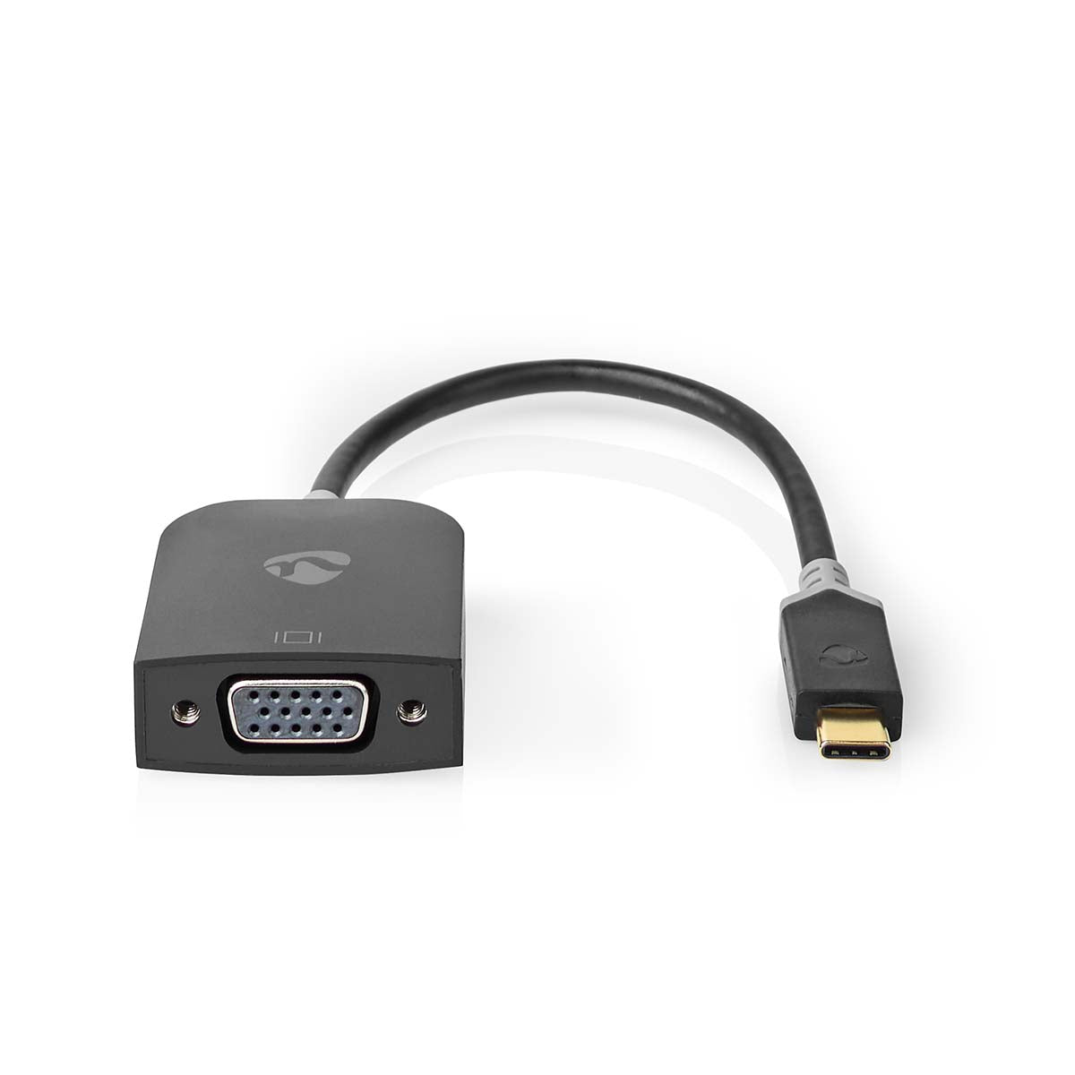 USB-C™ Adapter | USB 3.2 Gen 1 | USB-C™ Stecker | VGA Buchse | 1920x1200 | 0.20 m | Rund | Vergoldet | PVC | Anthrazit | Verpackung mit Sichtfenster und Eurolochung