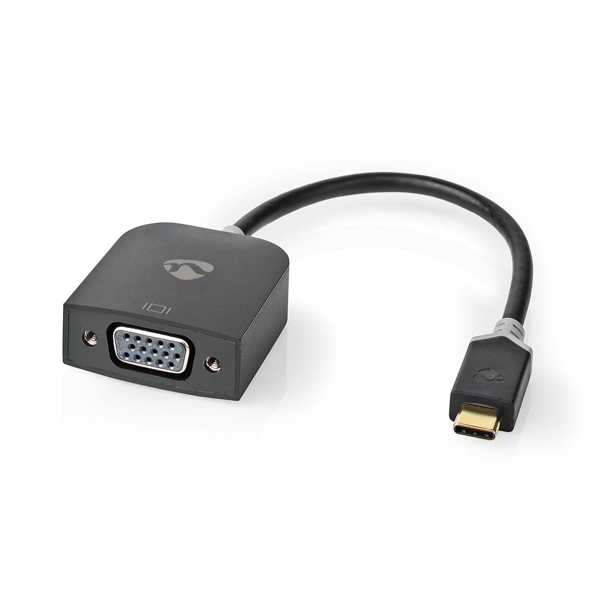 USB-C™ Adapter | USB 3.2 Gen 1 | USB-C™ Stecker | VGA Buchse | 1920x1200 | 0.20 m | Rund | Vergoldet | PVC | Anthrazit | Verpackung mit Sichtfenster und Eurolochung