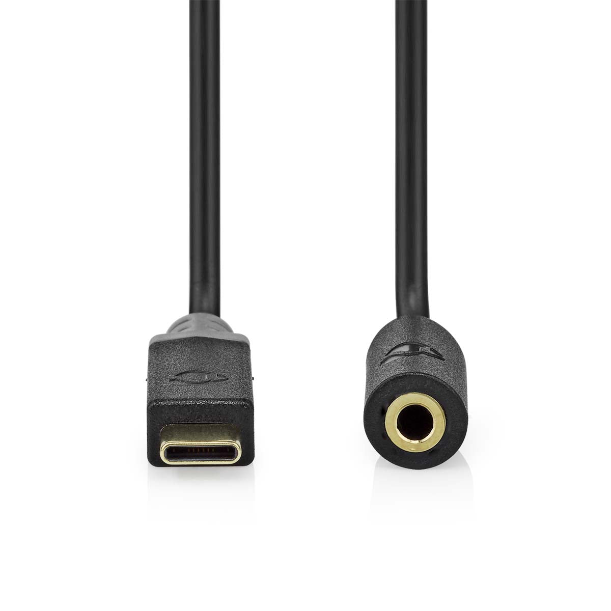 USB-C™ Adapter | USB 2.0 | USB-C™ Stecker | 3.5 mm Buchse | 1.00 m | Rund | Vergoldet | PVC | Schwarz | Box