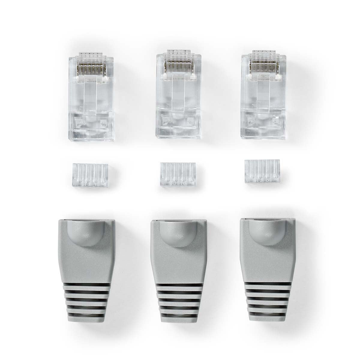 RJ45-Stecker | Stecker | Solid UTP CAT6 | Gerade | Vergoldet | 10 Stück | PVC | Grau | Box