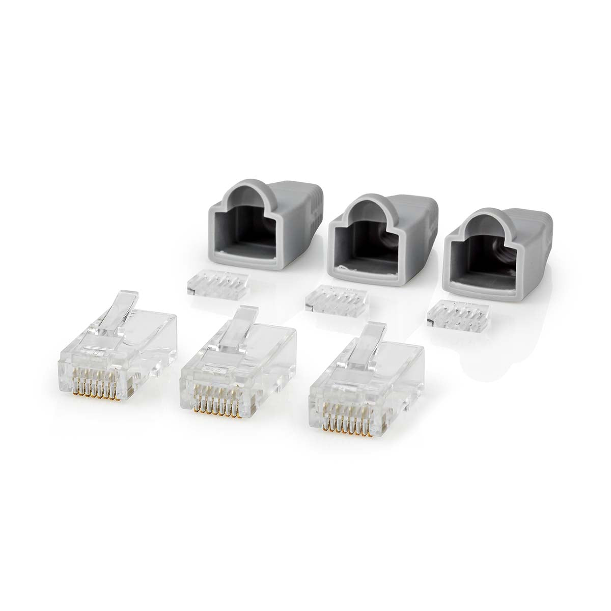 RJ45-Stecker | Stecker | Solid UTP CAT6 | Gerade | Vergoldet | 10 Stück | PVC | Grau | Box