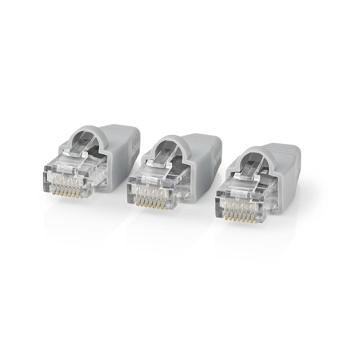 RJ45-Stecker | Stecker | Solid UTP CAT6 | Gerade | Vergoldet | 10 Stück | PVC | Grau | Box