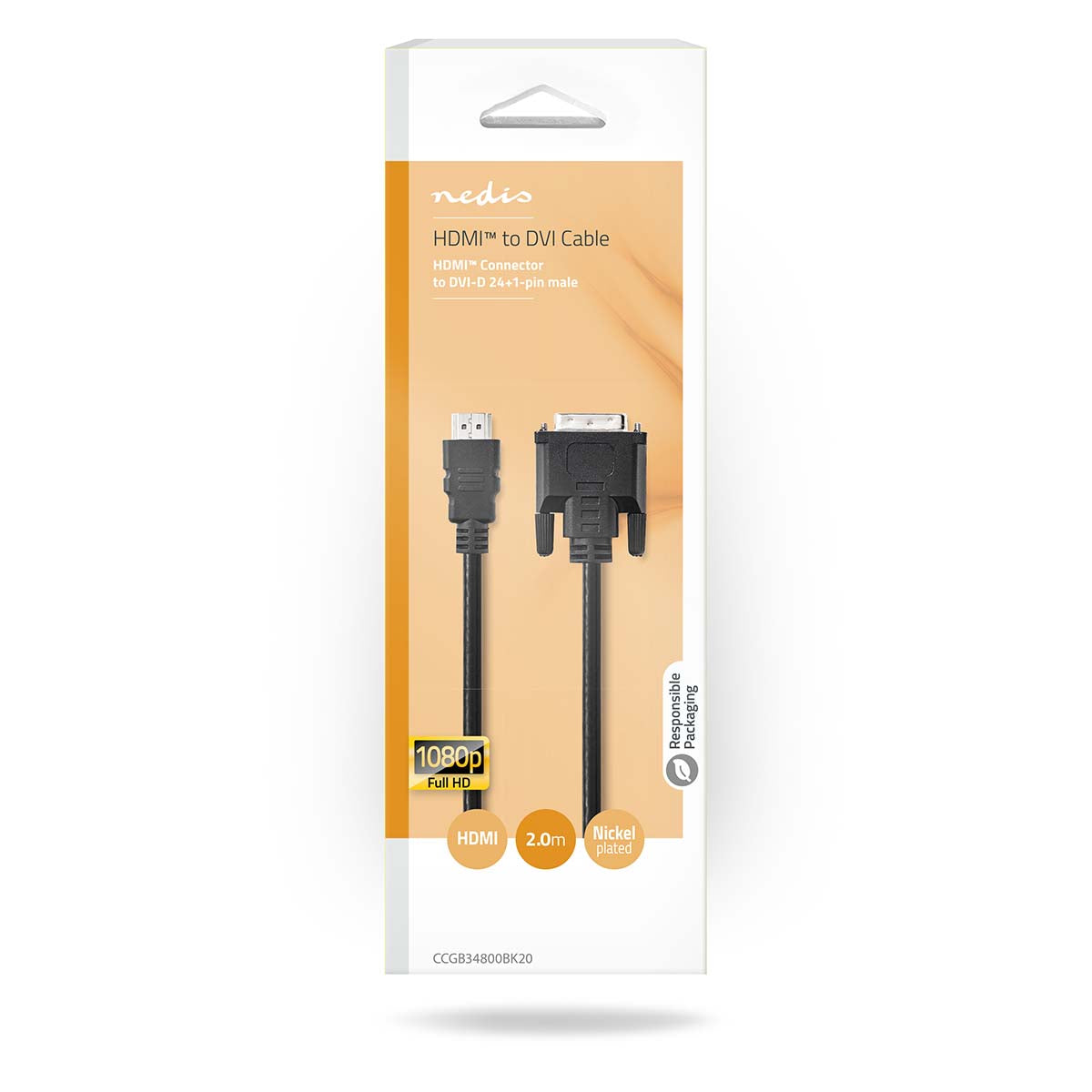 HDMI™ -Kabel | HDMI™ Stecker | DVI-D 24+1-Pin Stecker | 1080p | Vernickelt | 2.00 m | Gerade | PVC | Schwarz | Box