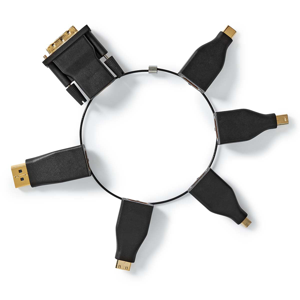 HDMI™ -Adapter | DisplayPort Stecker / DVI-D 24+1-Pin Stecker / HDMI™ Micro Stecker / HDMI™ Mini Stecker / Mini DisplayPort Stecker / USB-C™ Stecker | HDMI™ Buchse | Vergoldet | Gerade | PVC | Schwarz | 1 Stück | Box