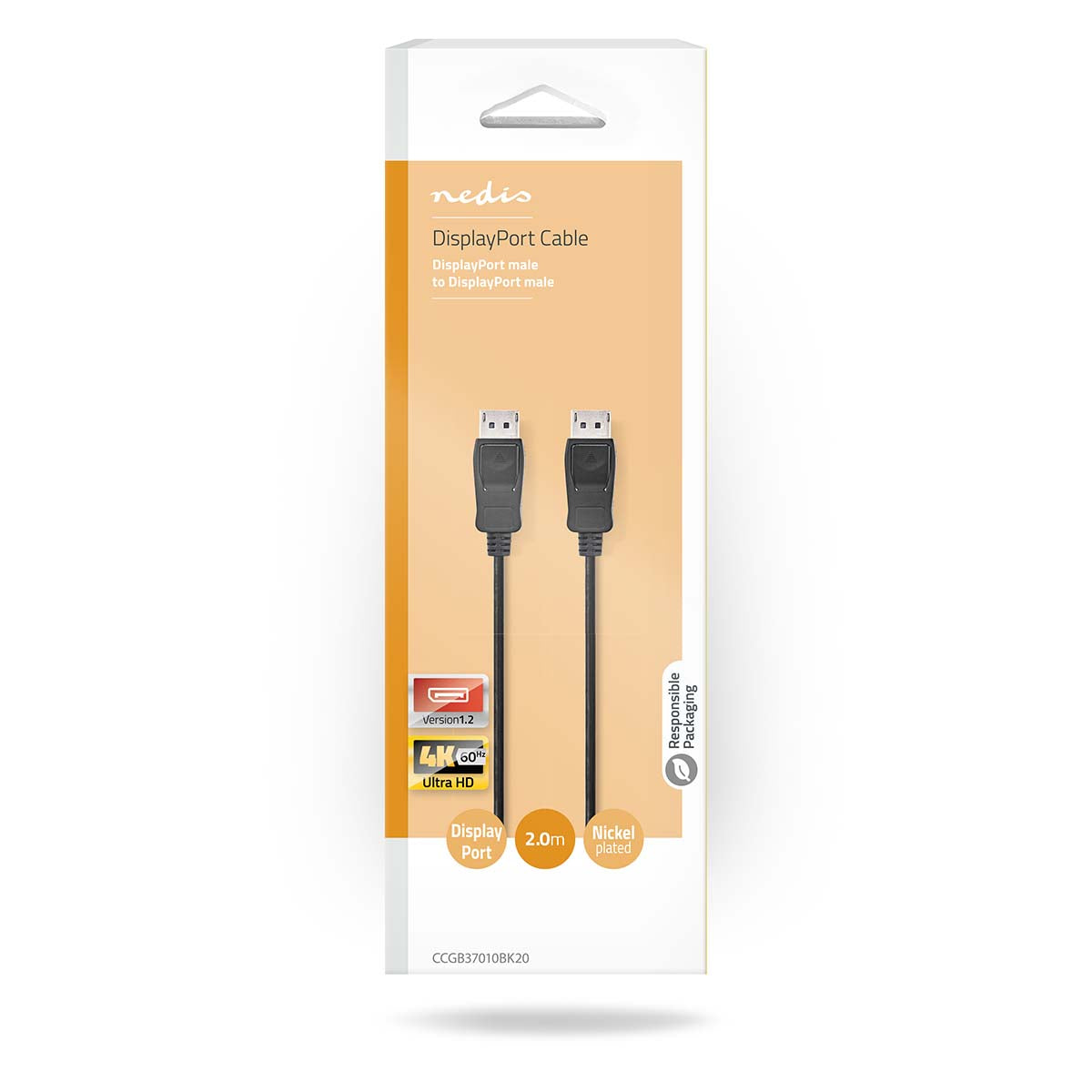 Displayport-Kabel | DisplayPort Stecker | DisplayPort Stecker | 4K@60Hz | Vernickelt | 2.00 m | Rund | PVC | Schwarz | Box