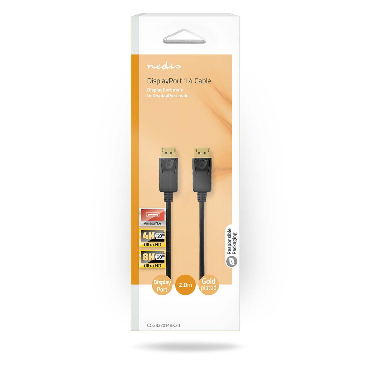 Displayport-Kabel | DisplayPort Stecker | DisplayPort Stecker | 8K@60Hz | Vernickelt | 2.00 m | Rund | PVC | Schwarz | Box