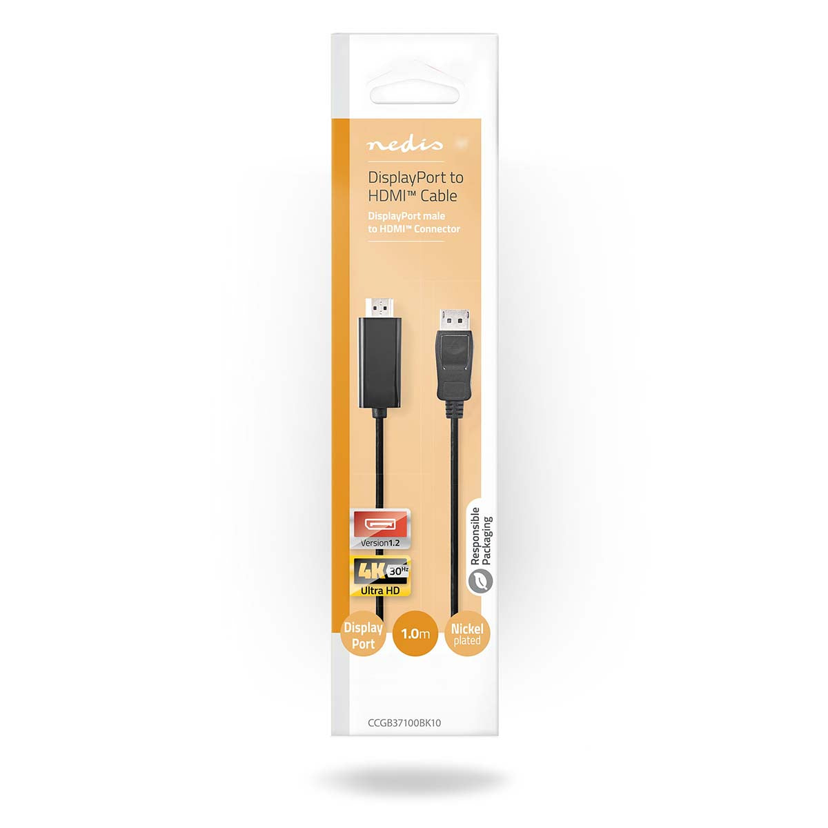 Displayport-Kabel | DisplayPort Stecker | HDMI™ Stecker | 4K@30Hz | Vernickelt | 1.00 m | Rund | PVC | Anthrazit | Box