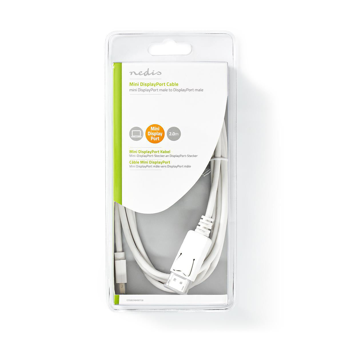 Mini Displayport-Kabel | DisplayPort 1.4 | Mini DisplayPort Stecker | DisplayPort Stecker | 48 Gbps | Vernickelt | 2.00 m | Rund | PVC | Weiss | Blister
