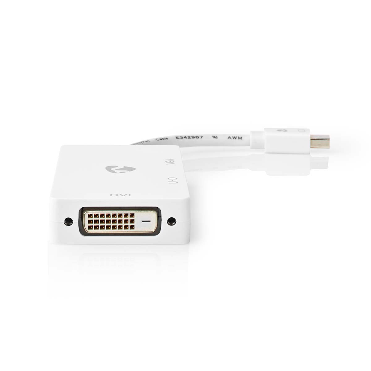 Displayport-Adapter | Mini DisplayPort Stecker | DVI-D 24+1-Pin Buchse / HDMI™ Buchse / VGA Buchse | 4K@60Hz | Vernickelt | Schaltbar | 0.20 m | Rund | ABS | ABS | Weiss | Box