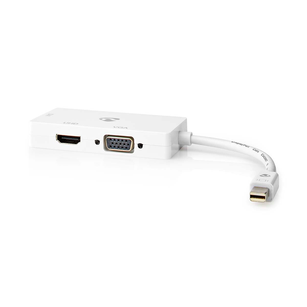 Displayport-Adapter | Mini DisplayPort Stecker | DVI-D 24+1-Pin Buchse / HDMI™ Buchse / VGA Buchse | 4K@60Hz | Vernickelt | Schaltbar | 0.20 m | Rund | ABS | ABS | Weiss | Box