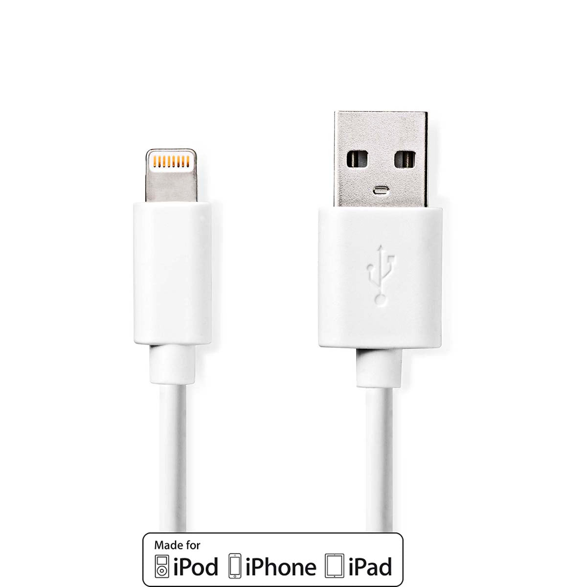 Lightning Kabel | USB 2.0 | Apple Lightning 8-Pin | USB-A Stecker | 480 Mbps | Vernickelt | 1.00 m | Rund | PVC | Weiss | Box