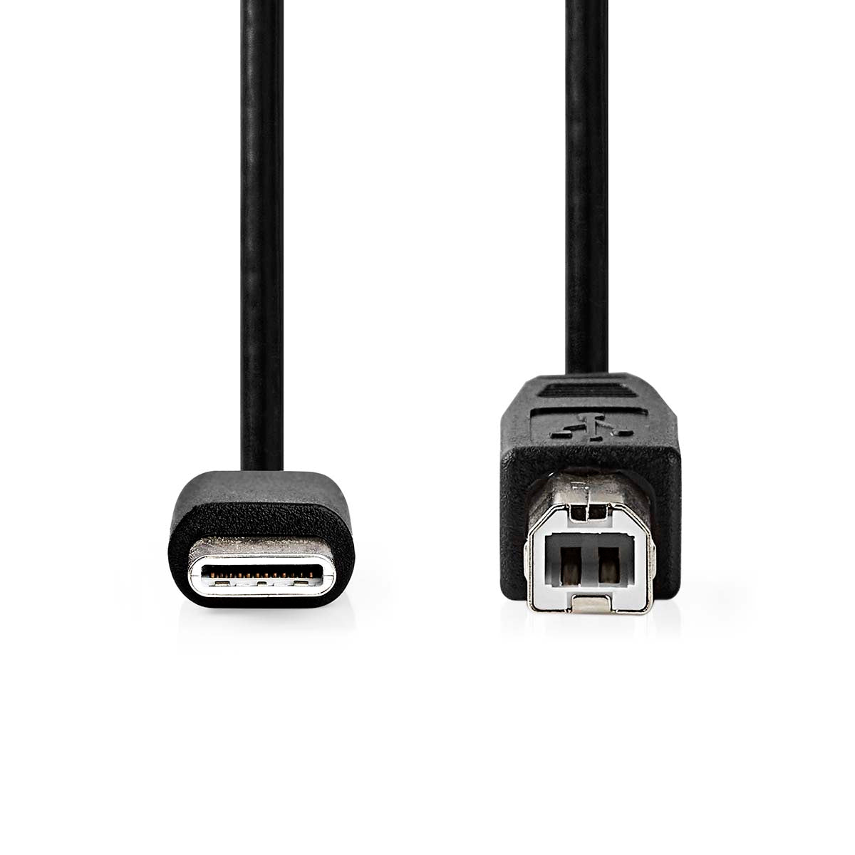 USB-Kabel | USB 2.0 | USB-C™ Stecker | USB-B Stecker | 480 Mbps | Vernickelt | 2.00 m | Rund | PVC | Schwarz | Box