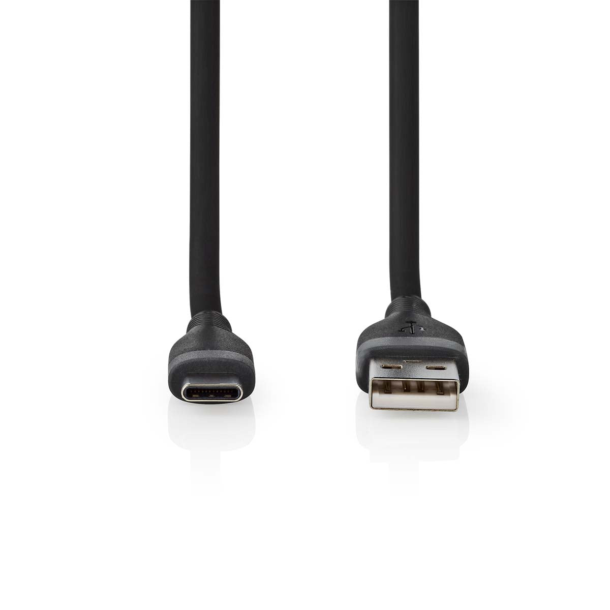 USB-Kabel | USB 2.0 | USB-A Stecker | USB-C™ Stecker | 15 W | 480 Mbps | Vernickelt | 1.50 m | Rund | Silikon | Schwarz | Box