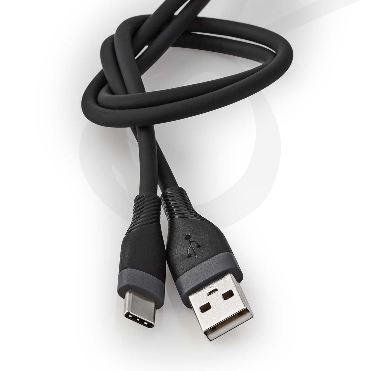 USB-Kabel | USB 2.0 | USB-A Stecker | USB-C™ Stecker | 15 W | 480 Mbps | Vernickelt | 1.50 m | Rund | Silikon | Schwarz | Box