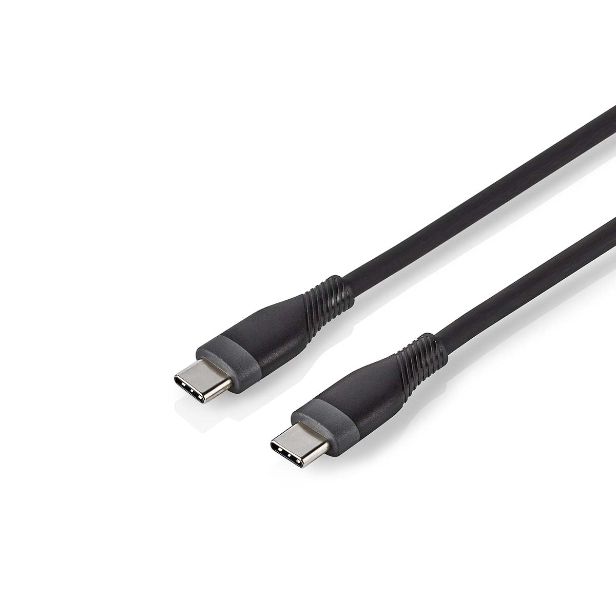 USB-Kabel | USB 2.0 | USB-C™ Stecker | USB-C™ Stecker | 60 W | 480 Mbps | Vernickelt | 1.50 m | Rund | Silikon | Schwarz | Box