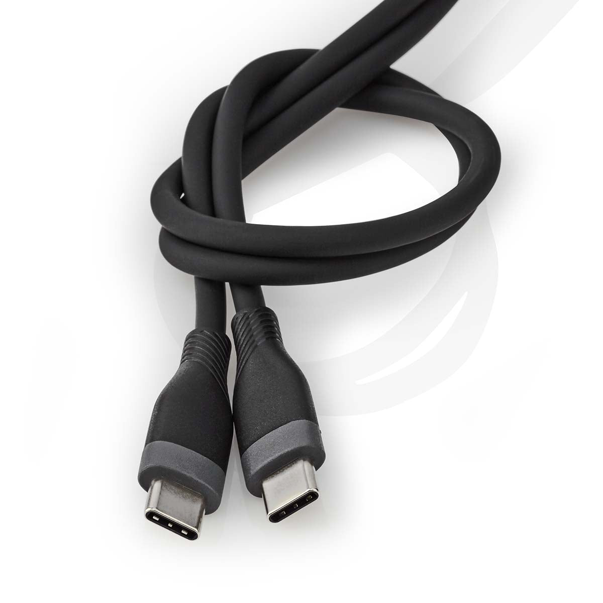 USB-Kabel | USB 2.0 | USB-C™ Stecker | USB-C™ Stecker | 60 W | 480 Mbps | Vernickelt | 1.50 m | Rund | Silikon | Schwarz | Box