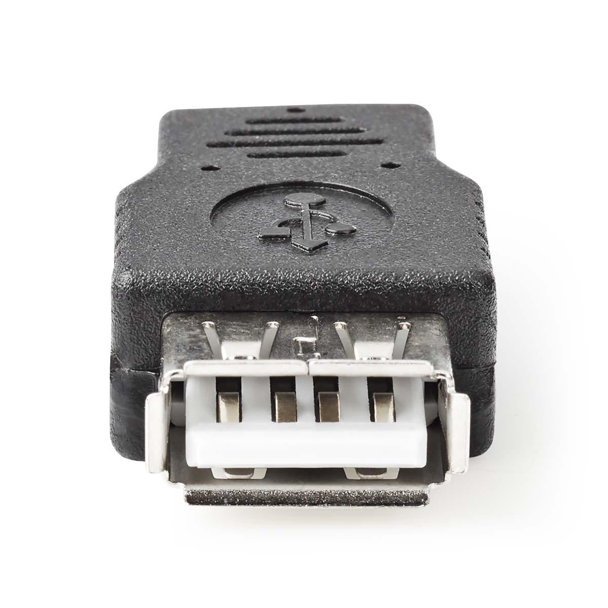 USB Micro-B Adapter | USB 2.0 | USB Micro-B Stecker | USB-A Buchse | 480 Mbps | Vernickelt | PVC | Schwarz | Blister